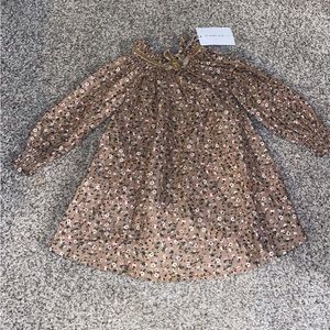 Toddler Girl Dress 
Floral Beige Button Size 3T New Tags